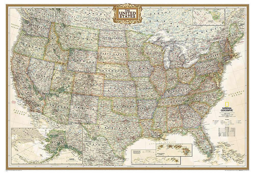 Wall Maps Of The United States US Wall Maps – Best Wall Maps – Big Maps of the USA, Big World 